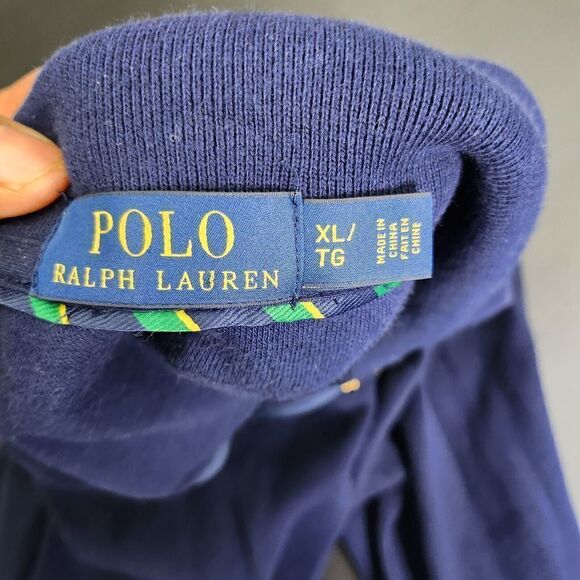 Ralph Lauren Polo Sweater Men XL Pullover Qaurter Zip PRL Gold logo French Navy - Picture 3 of 9